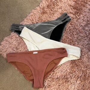 Mix & Match textured bikini bottoms Blush wine, white, black & white stripe Sz L